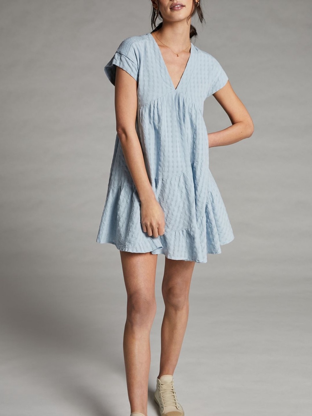 Anthropologie Maeve Juliet Tiered Tunic Dress Blue M